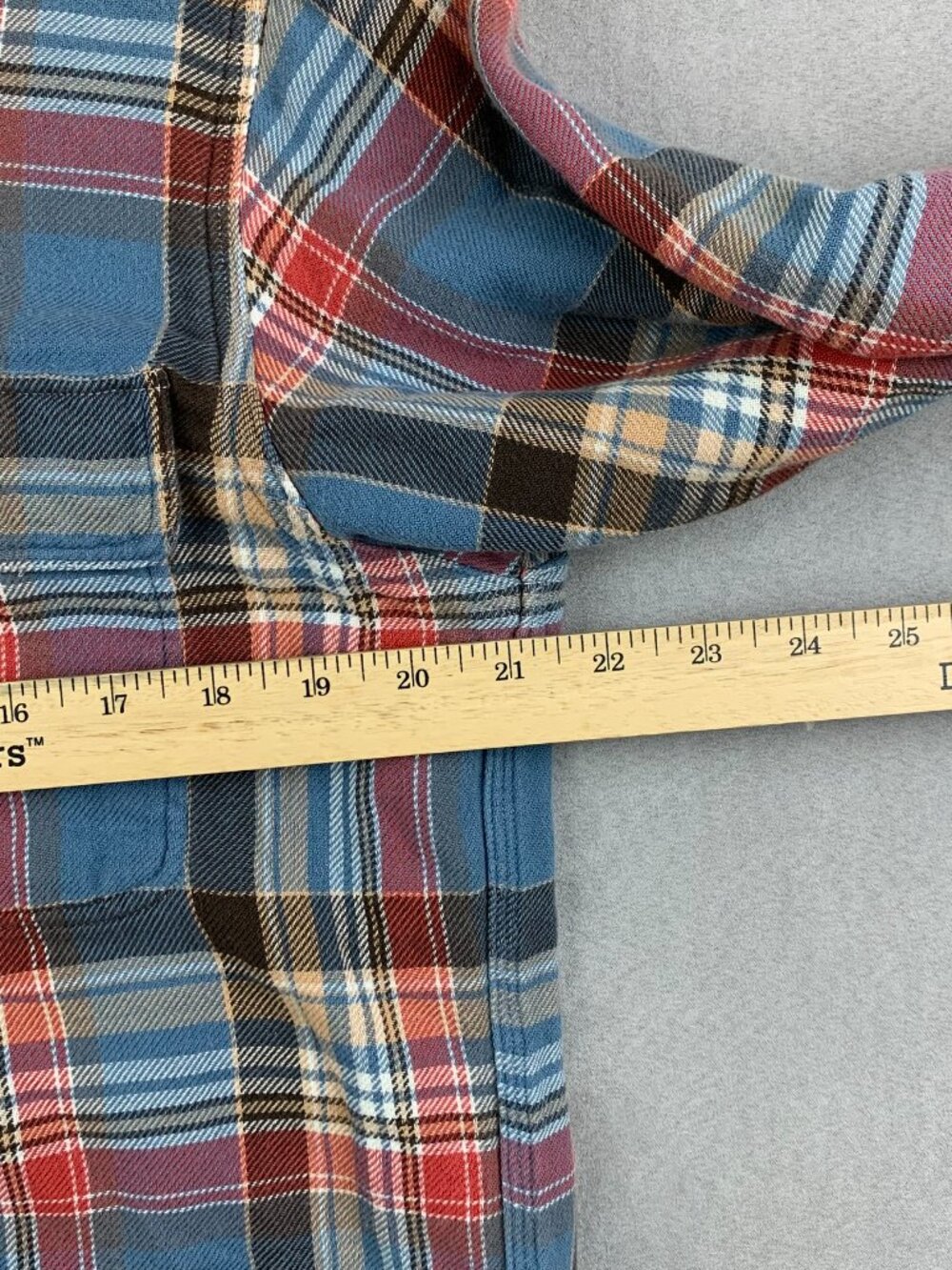 Ralph Lauren Polo Men Work Shirt Medium Blue Plaid Flannel Button Up Long Sleeve - Picture 6 of 8